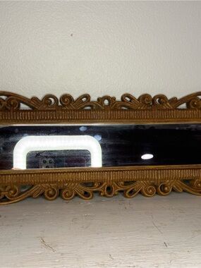 Vtg Brown Faux Wicker Mirror 1978 Dart 21" x 7" Home Interiors Homco Decor EUC